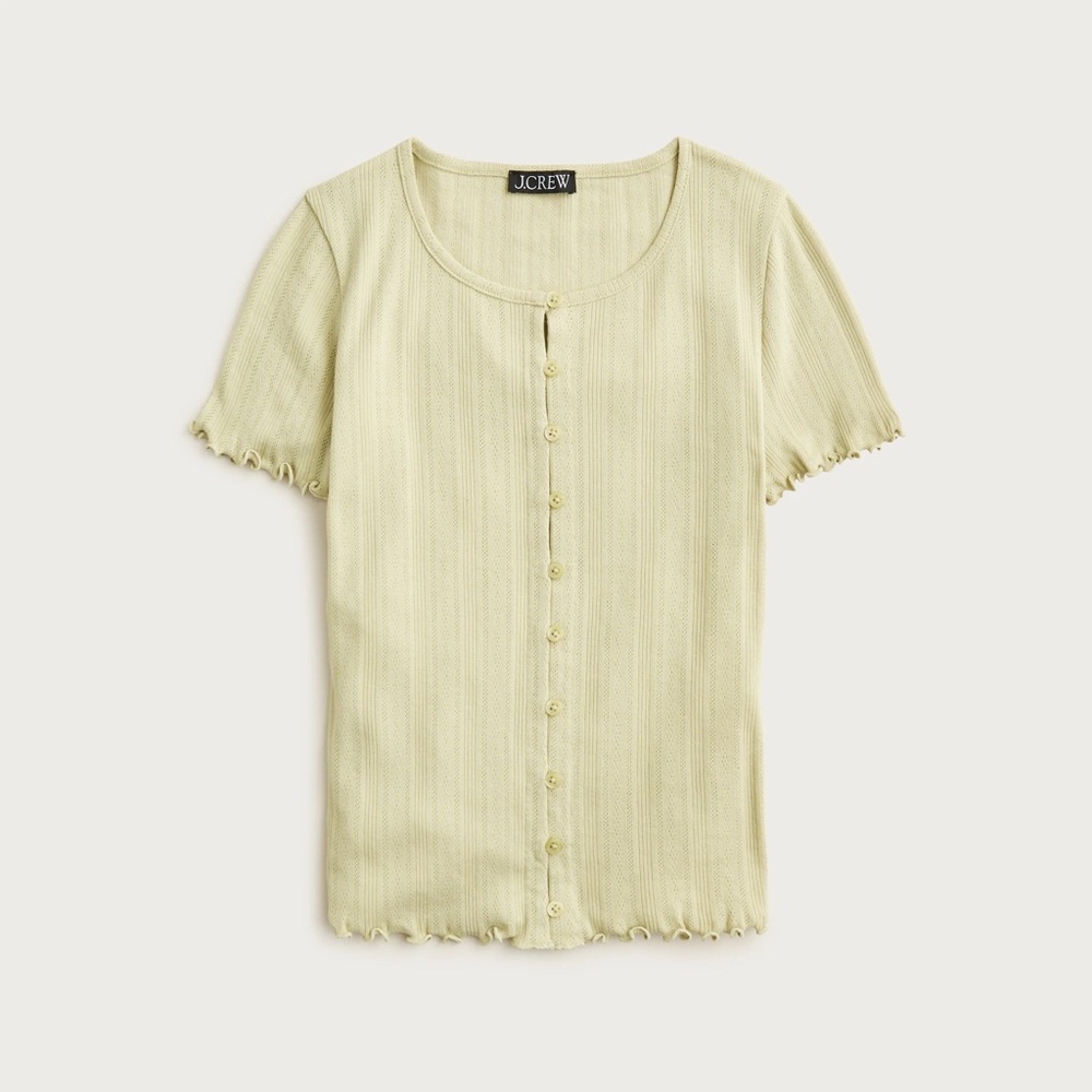 NWT J. Crew Pale Yellow Pointelle short sleeve knit cardigan sz M - Picture 5 of 9